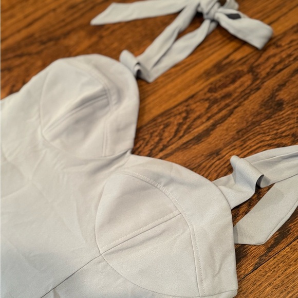 BHLDN Blue Storm Cloud Wedding Guest Sleeveless Dress with Slit Size 2 - Picture 4 of 10